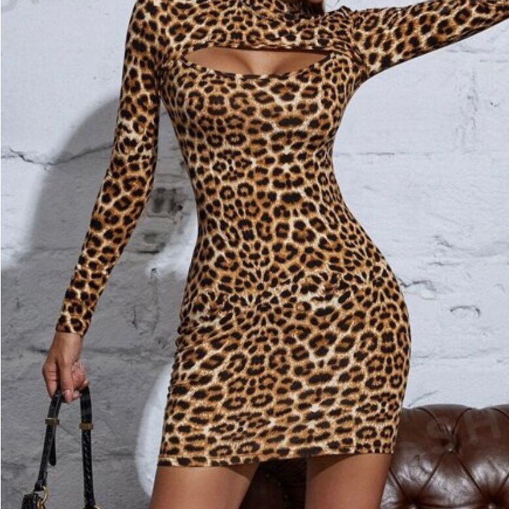 Leopard Print Cut-Out Dress